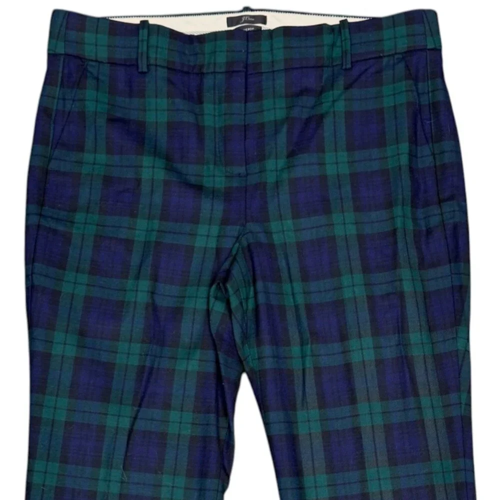 J. CREW‎ Women's EUC Cameron Black Watch Tartan Plaid Wool Crop Pant | Size 14